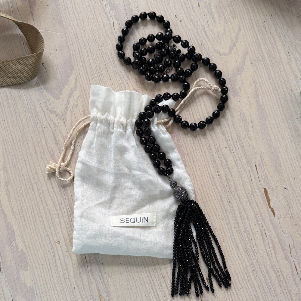 Black onyx tassel bead Necklace
